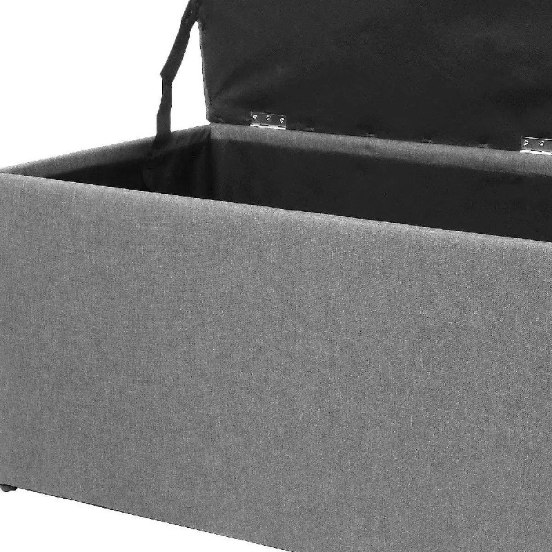 MoNiBloom Upholstered Tufted Linen Stool Lift Top Storage Ottoman Bench